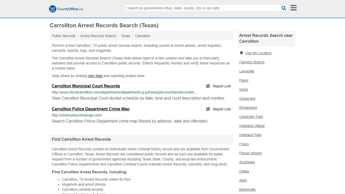 Arrest Records Search - Carrollton, TX (Arrests & Mugshots) - County Office