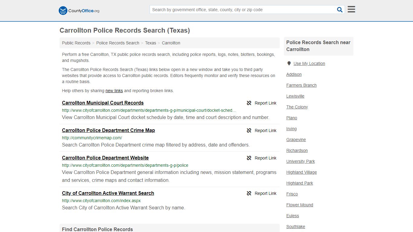 Police Records Search - Carrollton, TX (Accidents & Arrest Records)